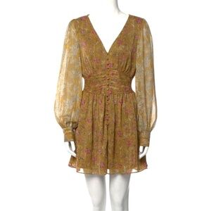 House of Harlow 1960 Floral Midi Dress in Mustard and Pink